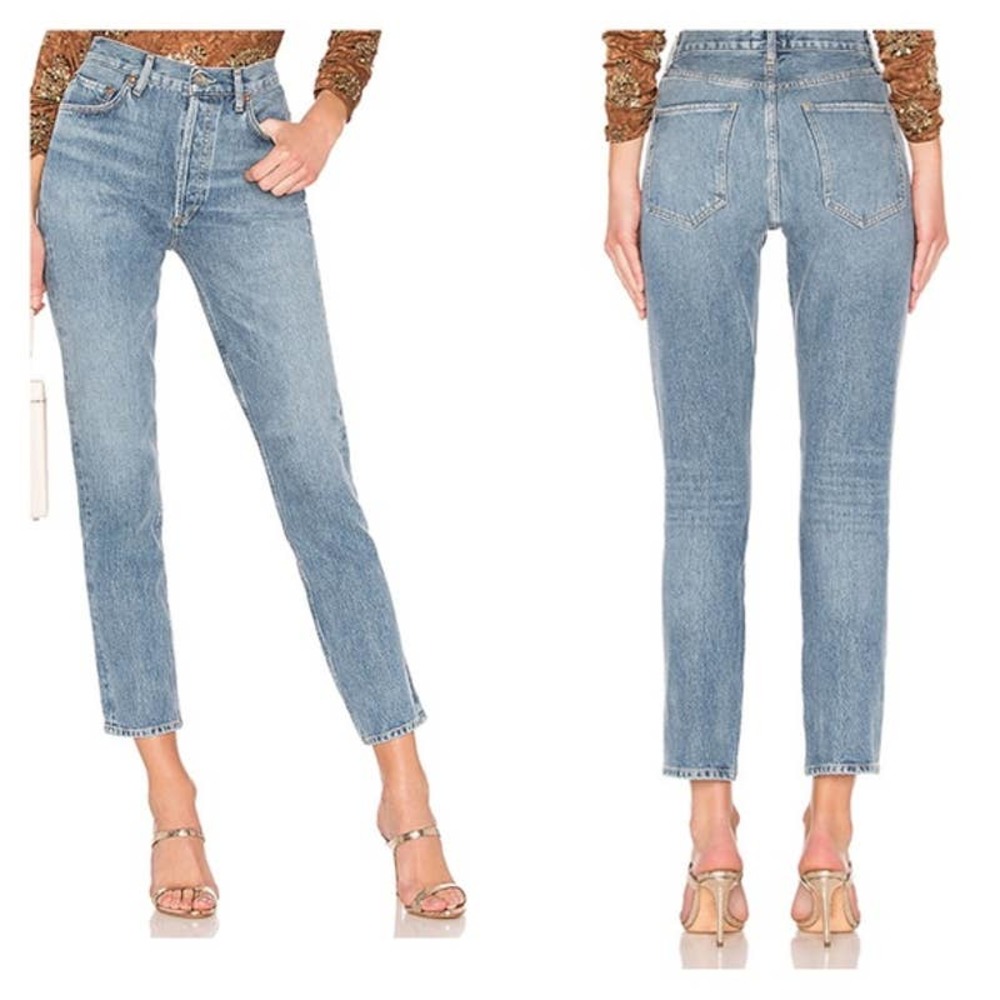 Agolde Remy High Rise Straight Leg Jeans in Signal Light Wash Size 25